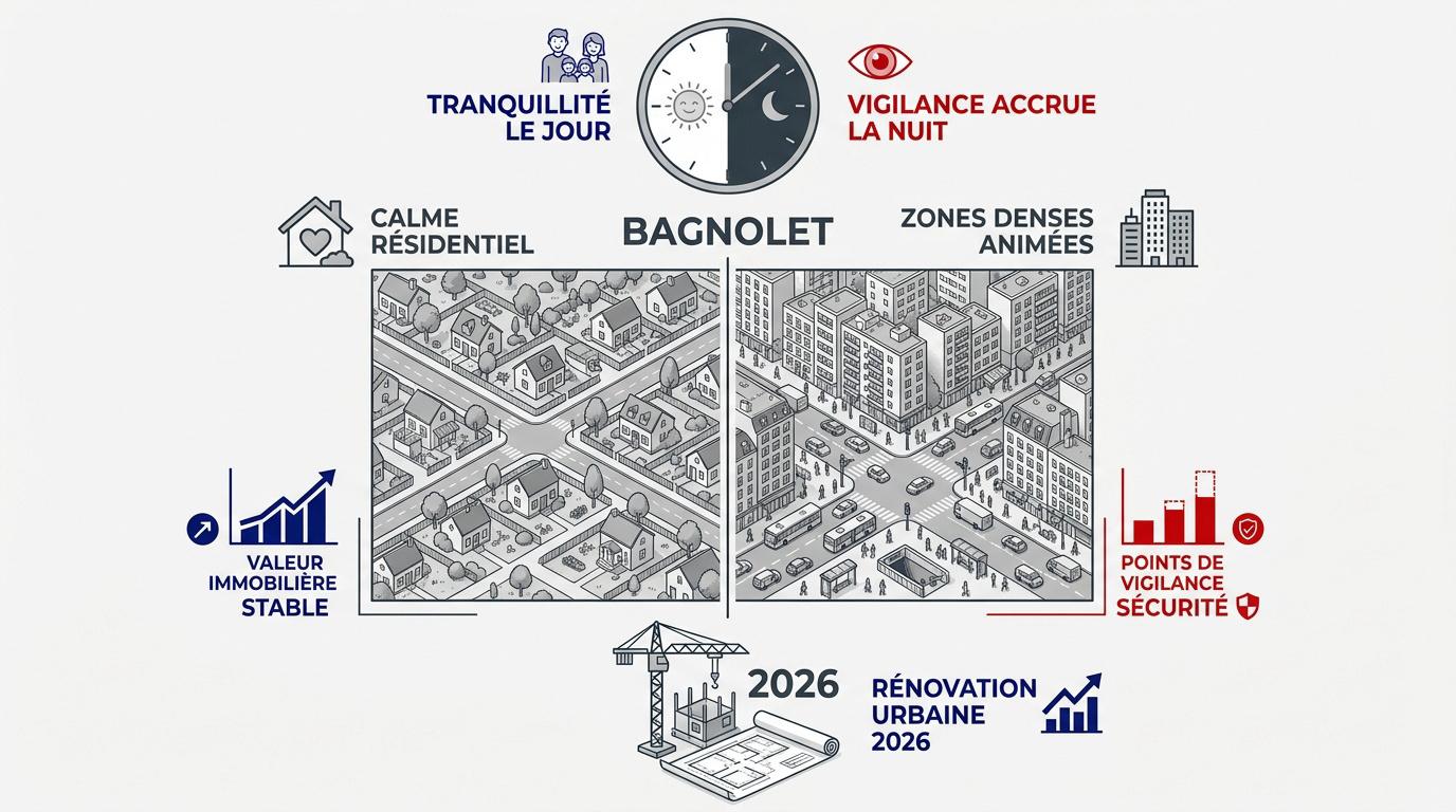 Contraste entre zones pavillonnaires calmes et grands ensembles urbains à Bagnolet