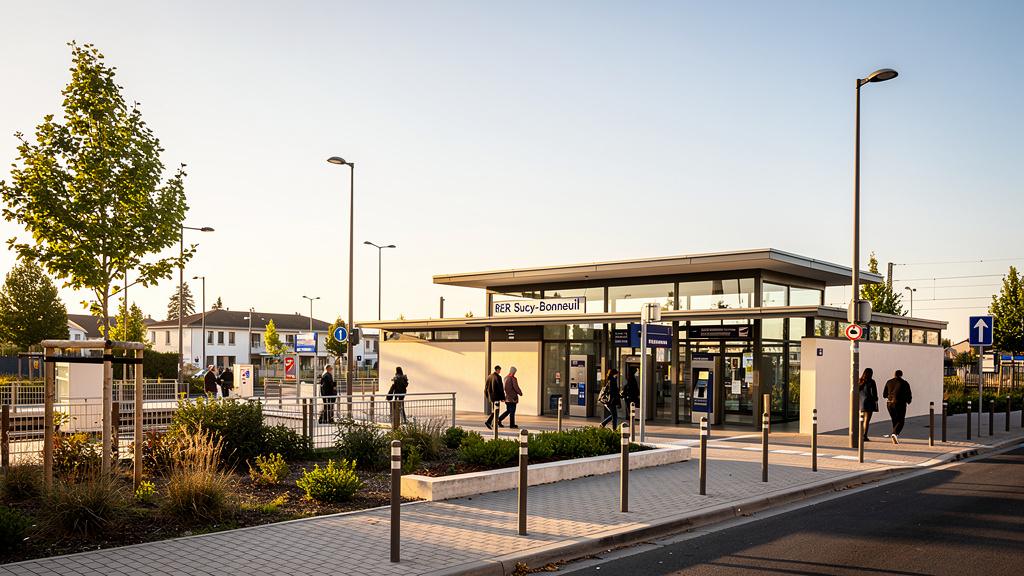 Abords de la gare RER de Sucy-Bonneuil en fin de journée