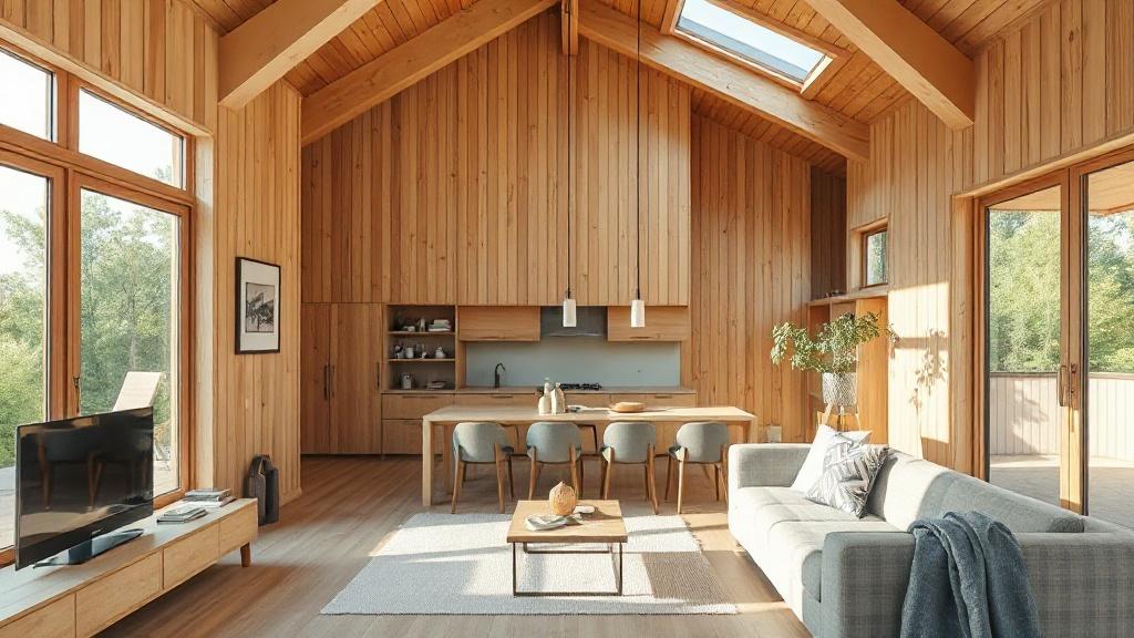 Intérieur d'une maison en bois contemporaine